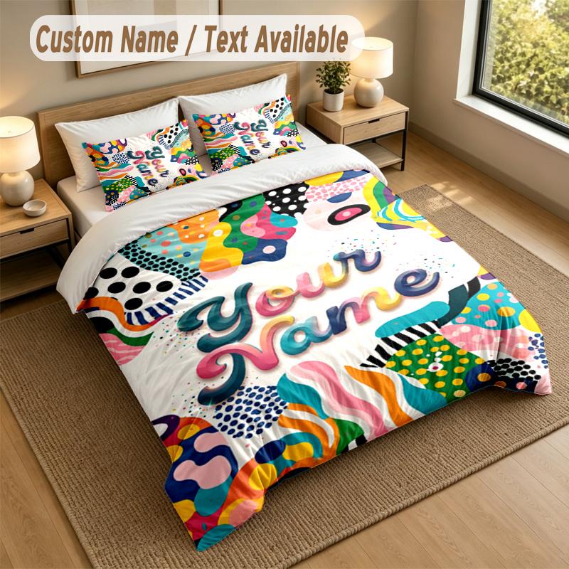 Decorative Artwork Theme Personalized 3Pcs Bedding Set Custom Text & Name 1 Sheet 2 Pillowcases Household Bedding 1pc