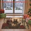 1pc, 2D Flat Printing, Vintage Christmas Themed Print Entrance Mat, Festive Atmosphere Living Room Entryway Mat | Non-Slip Machine Washable Polyester