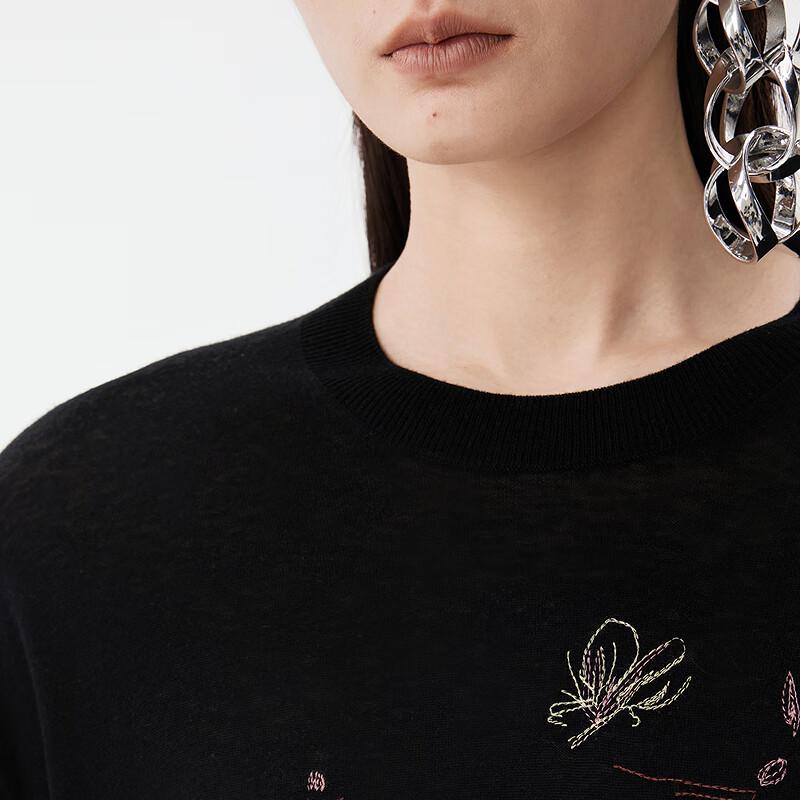 JNBY Women's 100% Wool Round Neck Pullover Sweater