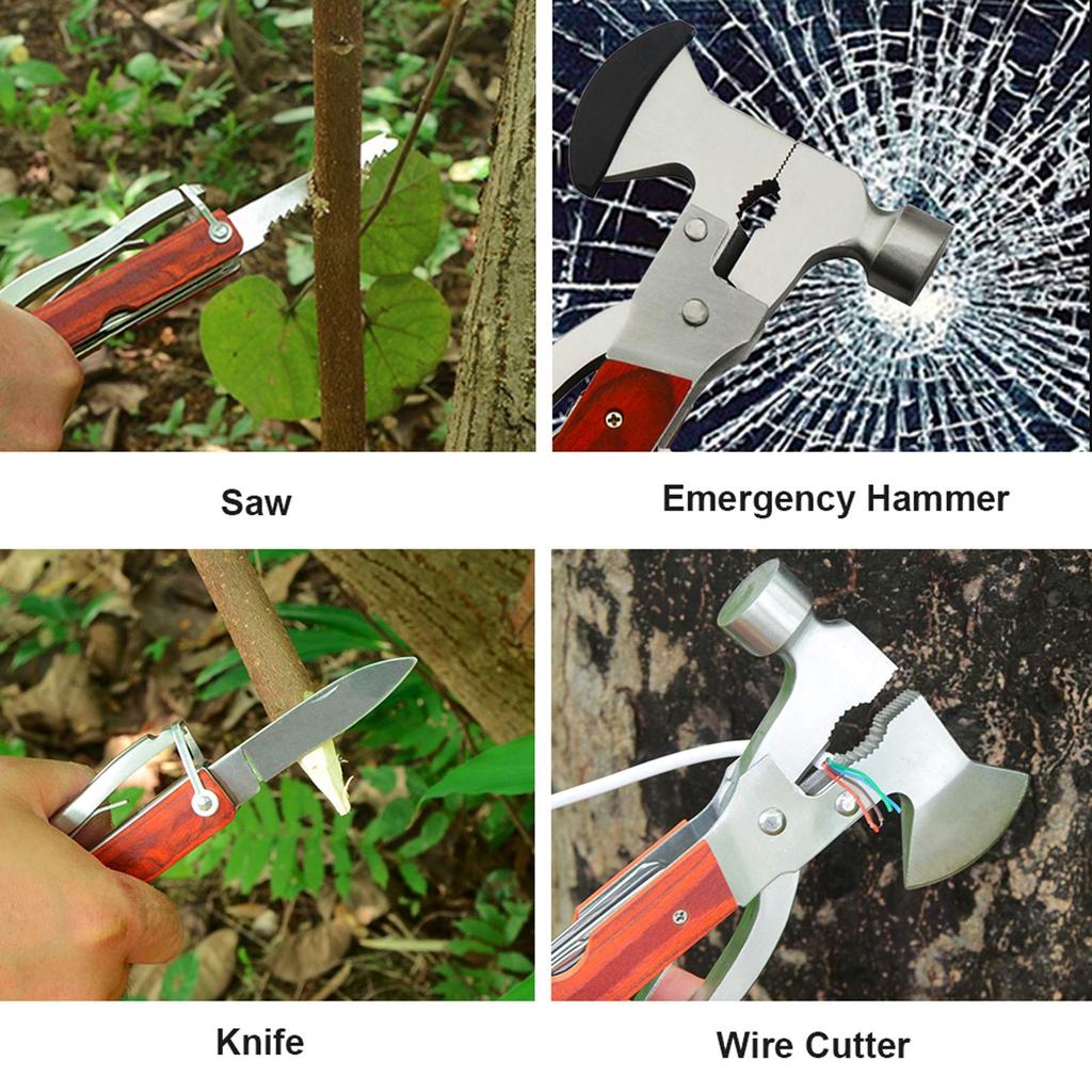 Camping Gear Multitool, Cool & Unique Birthday Gifts For Men Husband Boyfriend, 18-in-1 Gear For Outdoor Hunting Hiking, Emergency Escape Tool With