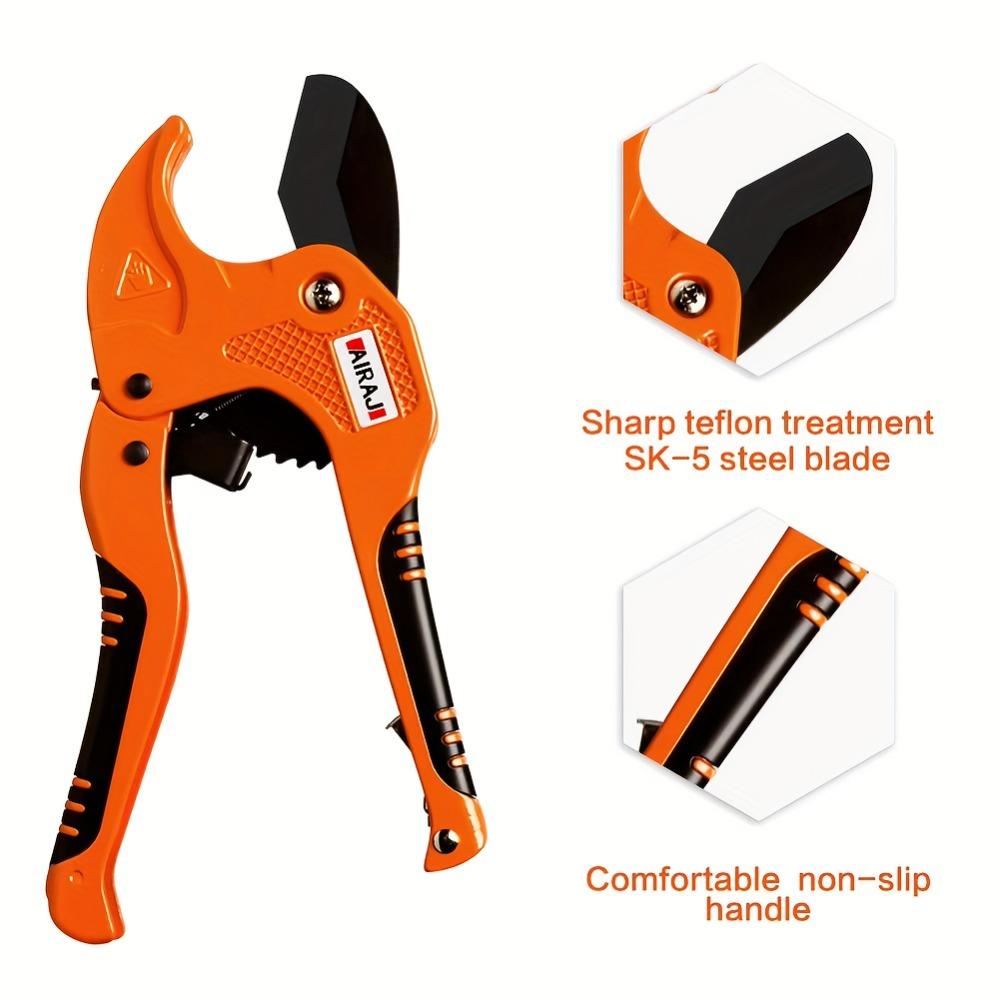 AIRAJ 8-inch Ratchet PVC Pipe Knife  PPR PEX PE Cutting Knife Hand Tool with Self-Locking Function Portable Storage SK5 Stainless Steel Blade