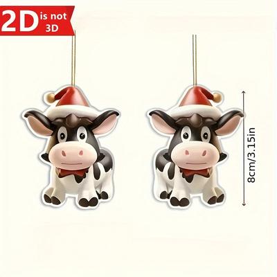 5 2D Holiday Cow Ornaments for Christmas Trees and Seasonal Decor. Perfect for Halloween and Christmas.