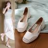 Fashion 2025 Spring and Autumn Woven Sandals Women's New Versatile Hollow Block Heel Single Shoes