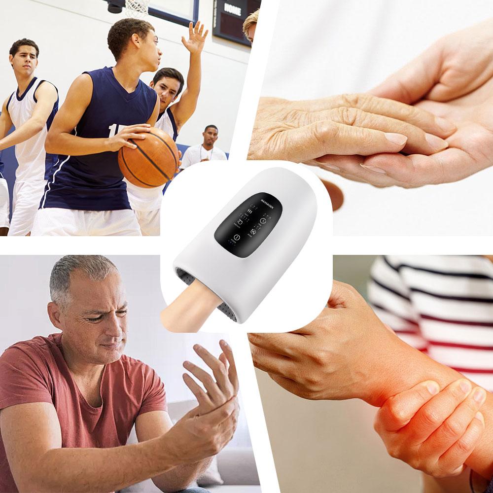 Electric Hand Massager Wireless 5 Levels Muscle Relaxation Treatment Hot Compress Palm Acupoint Massage for Stress Relief
