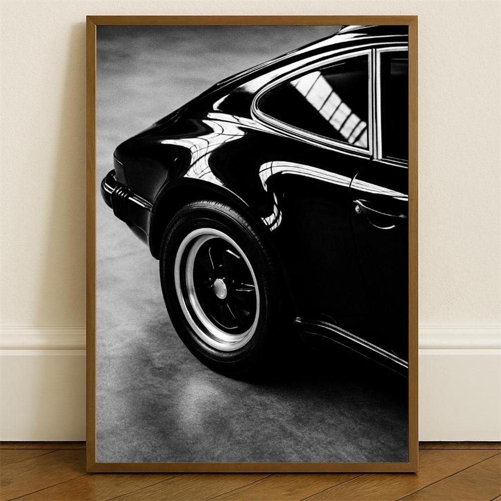 Vintage Schwarz-Weiß-Sportwagen-Fotodruck Moderne Schlafzimmer-Wanddekoration Auto-Poster Schwarz-Weiß-Sportwagen-Leinwanddruck