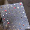 Gold Silver Love Star Moon Geometric Lines Necklace Stamping Retro Soft Self Adhesive Nail Art Sticker Manicure Decal