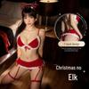 Red Christmas Butterfly Lingerie Set with Plush Garter Belt