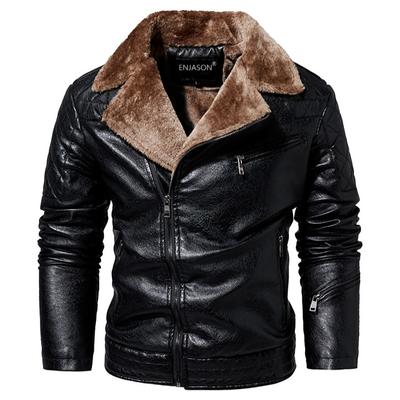 Men's Autumn and Winter Men High Quality Coat Leather Jacket Motorcycle Style Male Business Casual Jackets for Men Warm Overcoat