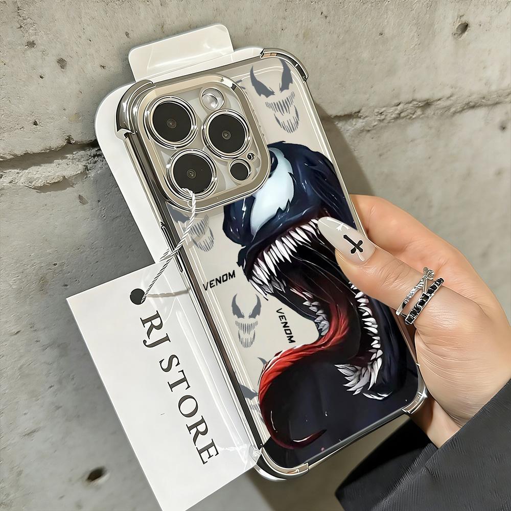 

Cool Spidermans Venoms Plating Phone Case For iPhone 17 17e 16 15 14 13 12 11 Pro Max X XR XSMax Mini Air Plus Anti-Fall Airabag iPhone 13 Pro