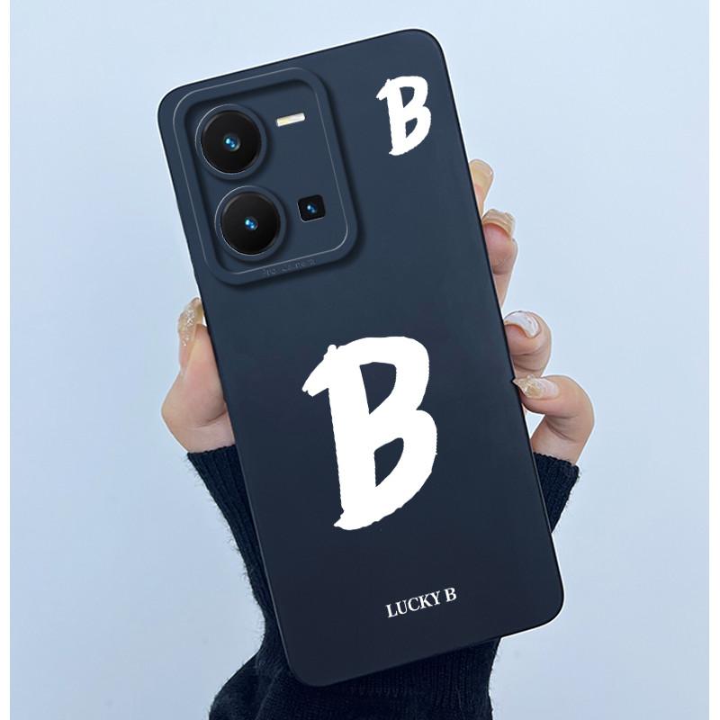 For Vivo Y35 Case Cute Initial Letters Soft Liquid Silicone Back Cover For Vivo Y 35 4G Funda Anti Drop Phone Protector Coque