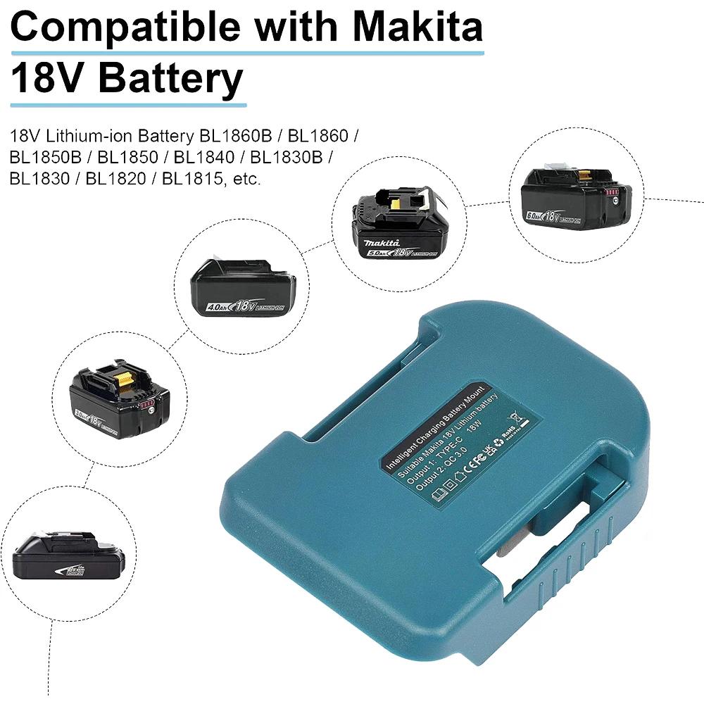 For Makita 18V With USB With Type-C Battery Holder For Makita 18V Battery BL1840 BL1850 BL1860 Charger Adapter Fast Charging