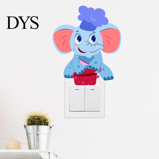 Decorative Party Scene Accents Cute Elephant Switch Sticker, PVC Waterproof Light Decal, Protective Cover for Safe Electrical Surround Stickers