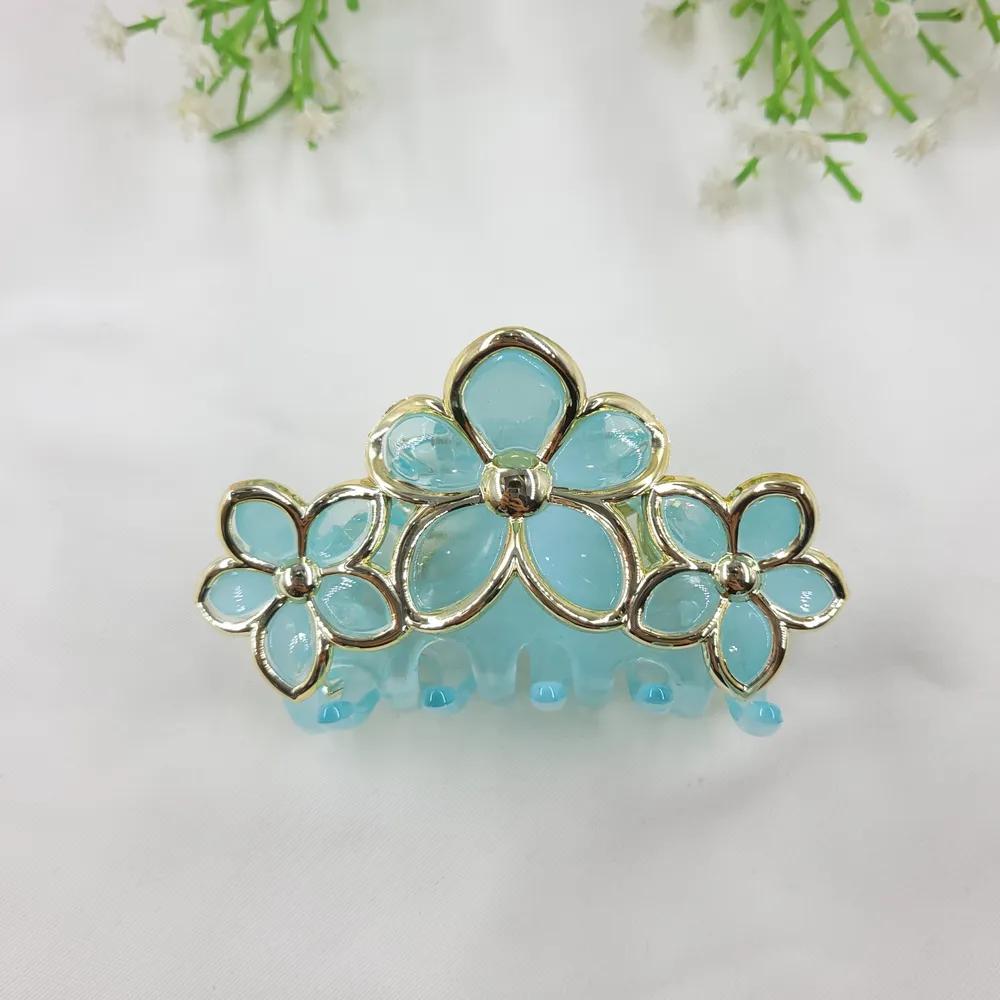 Gold pastel transparent flower hair clip