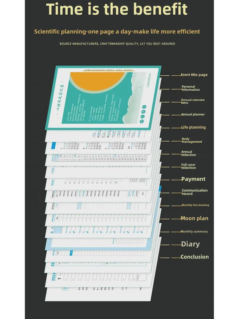 Benutzerdefinierter 2025 Kalender-Notizbuch mit Effizienzplaner, Gummiband und Logo-Optionen