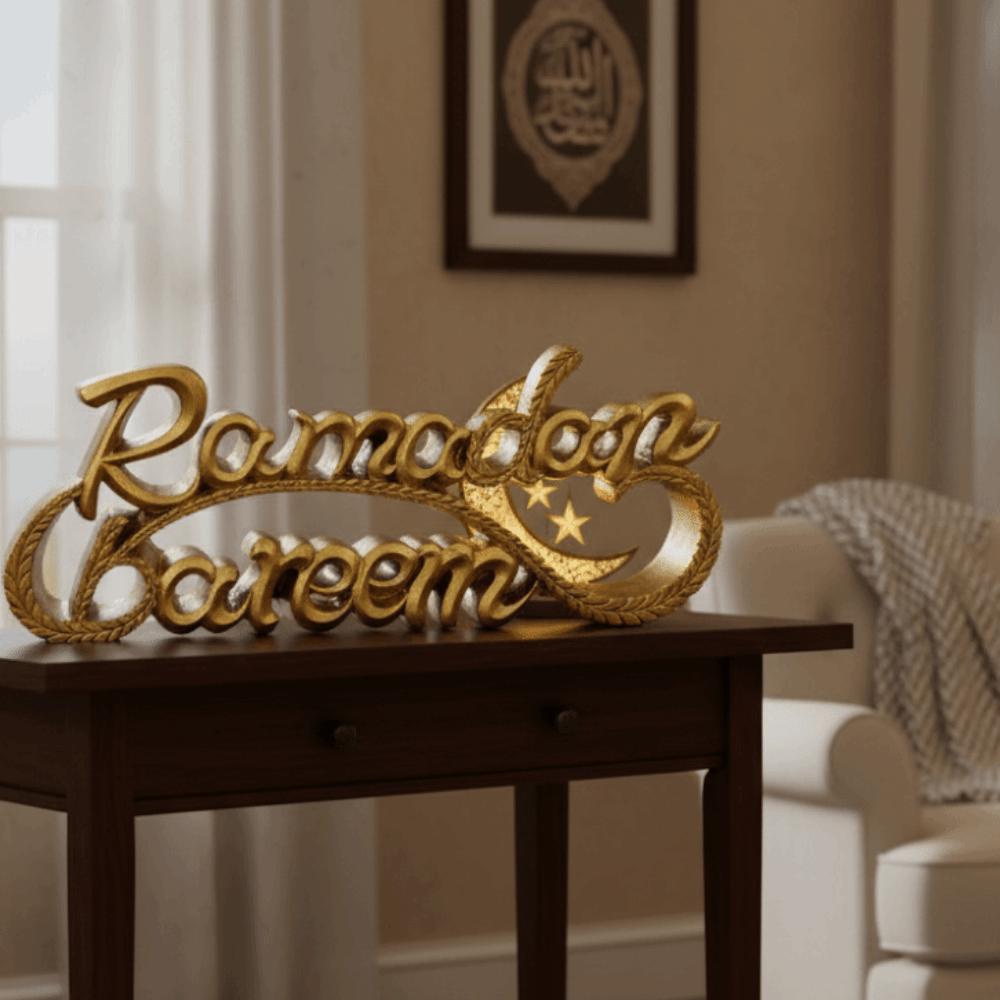 Resin Ramadan Letter Ornaments Gold Ramadan Table Ornament  Party Decorations