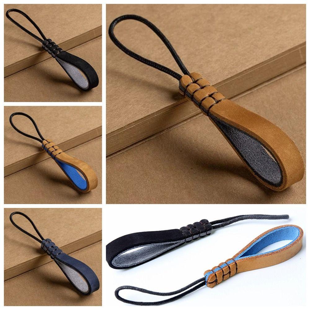 

Rope Pendant Leather Lanyard Wear-resistant Leather Key Ring Cowhide Car Keychain Men Gift чорний/червоний