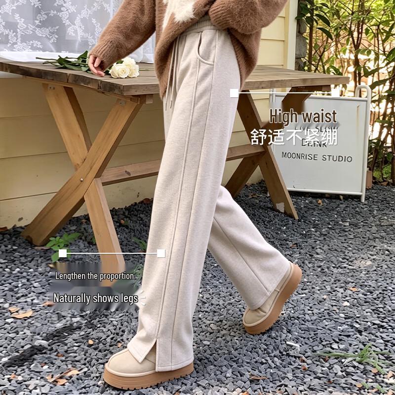 Jeanswest Women's High-Waisted Wide-Leg Slit Trousers