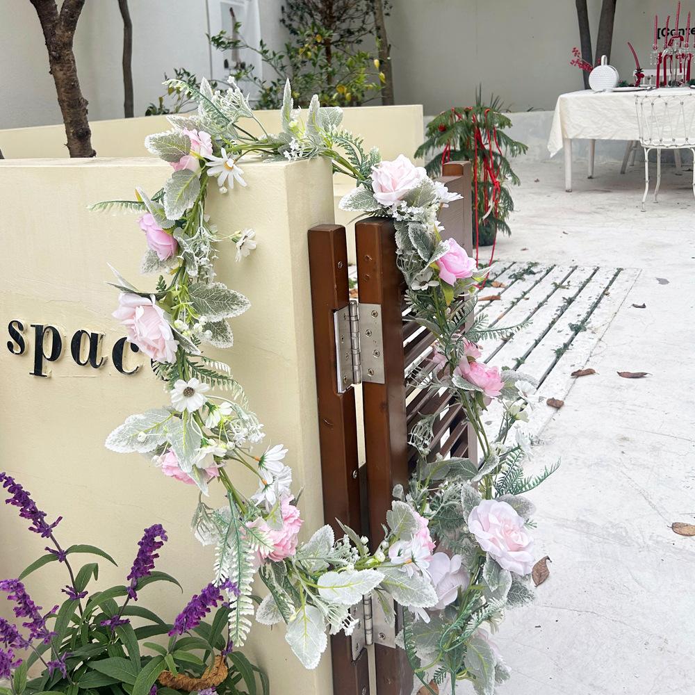 Artificial Imitation Rose Vine 1.8 Meters, Fake Flower Vine Home Outdoor Wedding Background Decoration