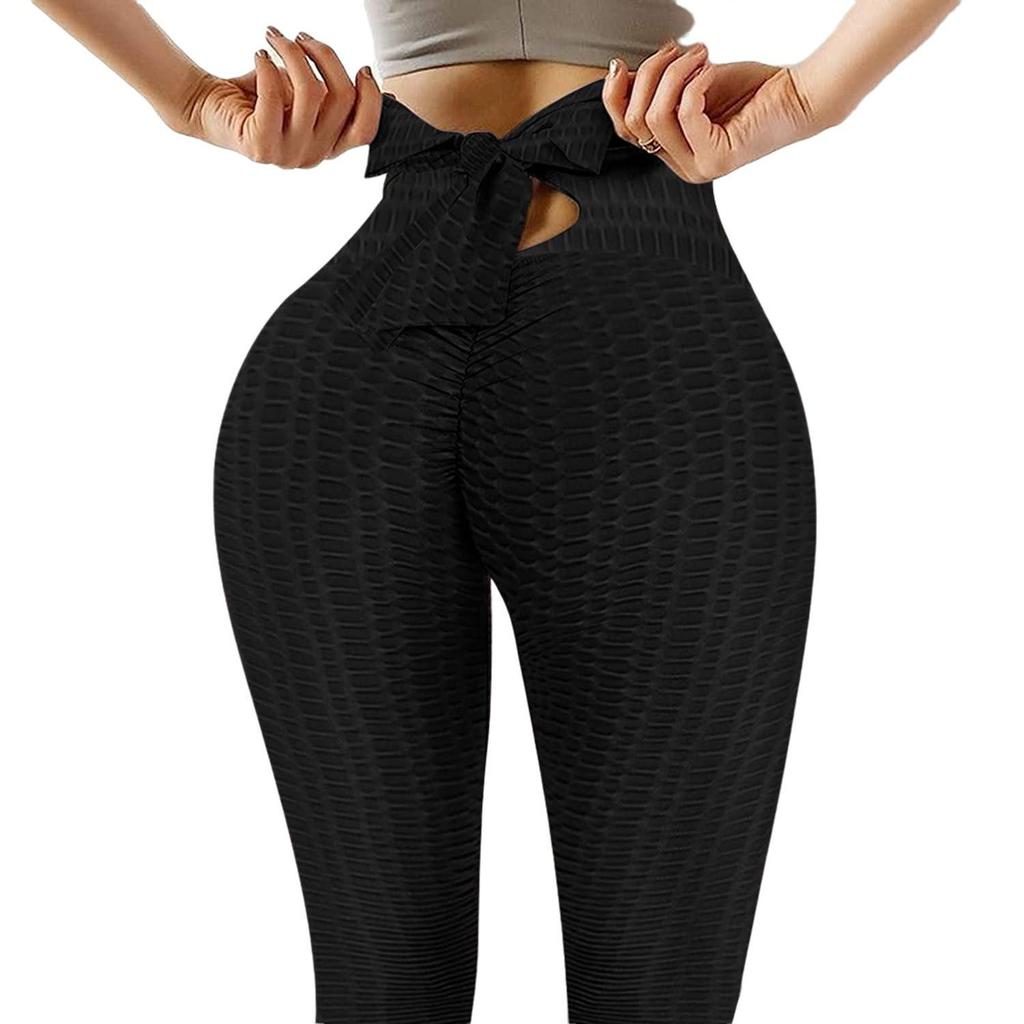 Cross-Waist Jacquard High-Waisted Butt-Lifting Yoga Pants