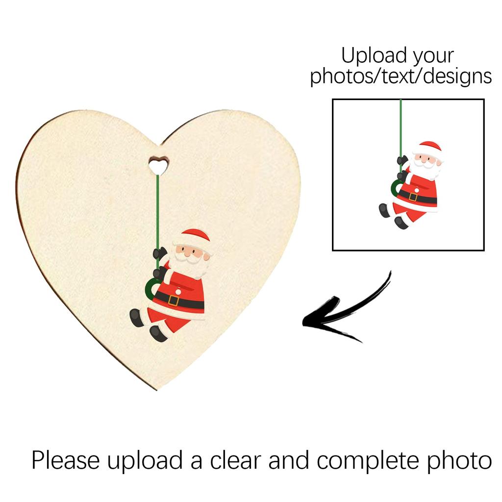 Personalized Custom Wooden Heart Pendant Christmas Decoration Pendant Hanging Decoration