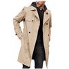 Herren einfarbiger Langarm-Trenchcoat Slim Fit Reverskragen Zweireihig Lässige Oberbekleidung