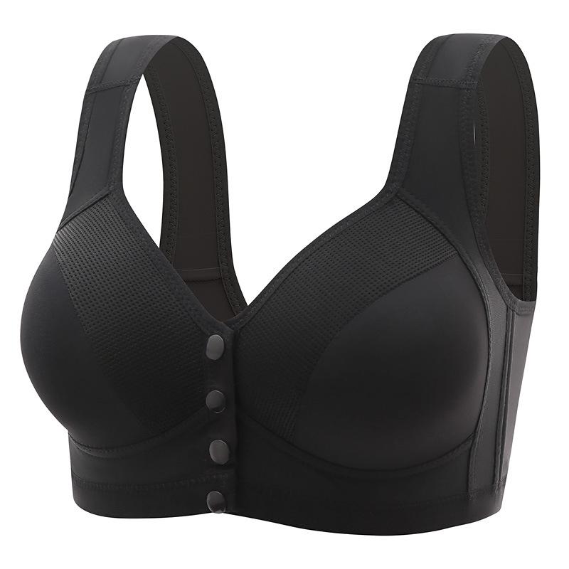 Plus Size Front Closure Bra Women Wireless Push Up Fixed Cup Tank Top Back Supportive Shaping Comfortable Full Coverage Underwear