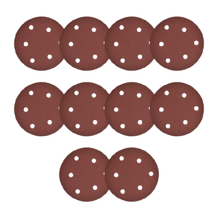 Pack of 10 120mm 6 Hole Sandpaper Sanding Discs Pads For Variable Speed Grinders And Surfaces Preparation