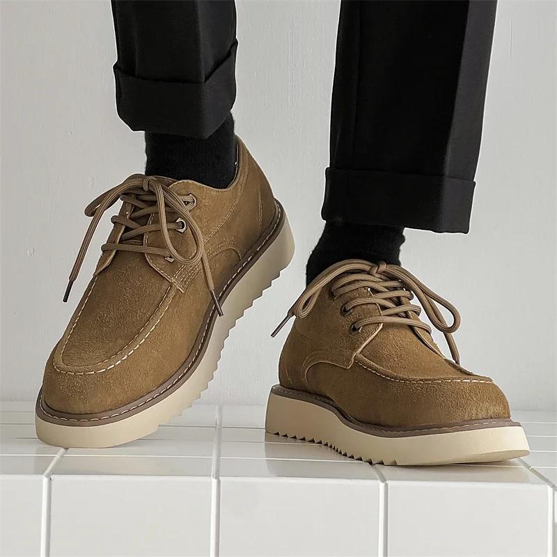 High Quality Leather Men Sneakers Shoe Casual Flat Walking Oxford Shoes Outdoor Anti-slip Wearable Comfort All Day Commute Shoes
