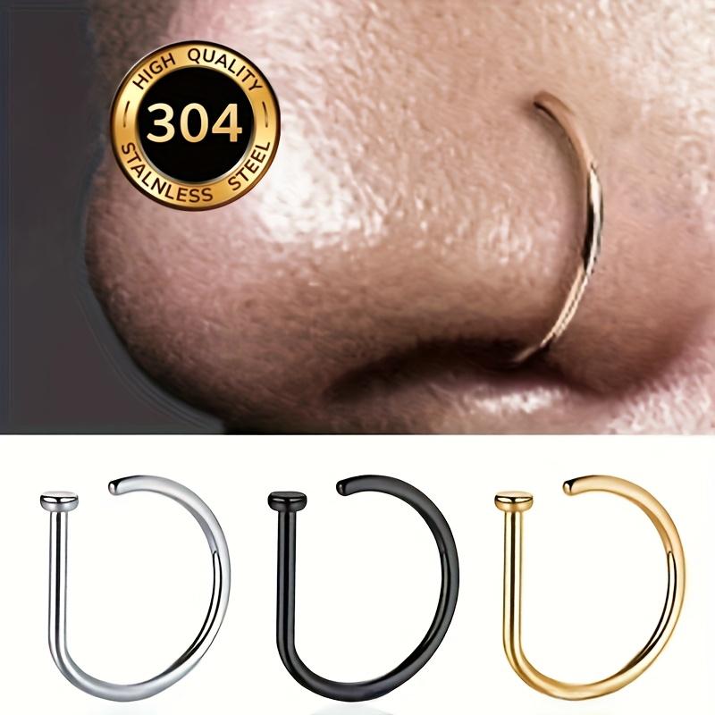 1/3PCS Geometric Nose Ring, Punk Septum Hoop for Women, Stainless Steel Nose Stud Body Jewelry, Piercing Gift