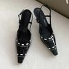 Braided Strap Designer Patent Leather Women Pumps Sexy Pointy Toe Thin Heels Hollow Slingbacks High Heeled Sandals Office Shoes