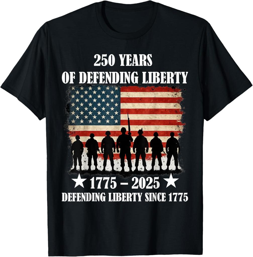 USA Military America 250th Anniversary Patriotic Graphic T Shirt