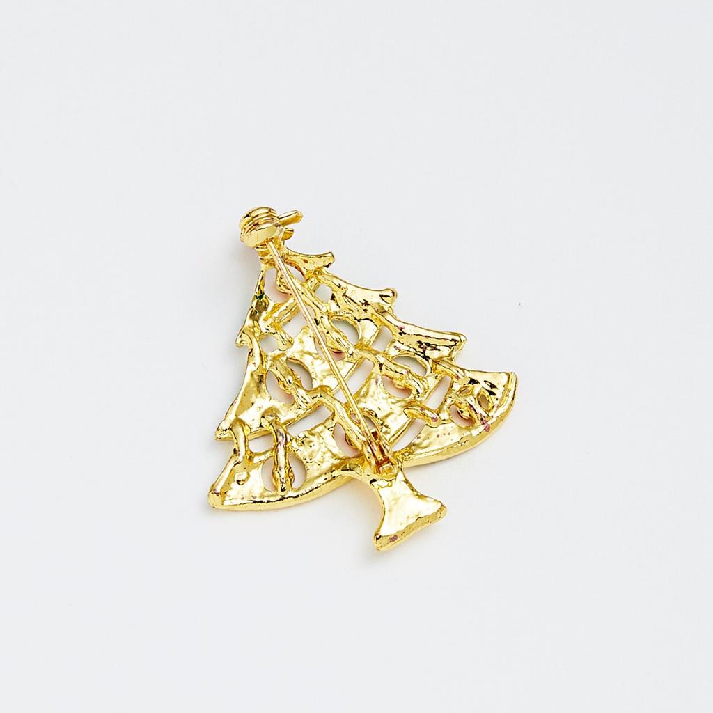 Christmas Tree Red Rhinestone Green Enamel Holiday Brooches Xmas Tree Buckle Pins Coat Bag Jewelry Accessory Gift For Women Men