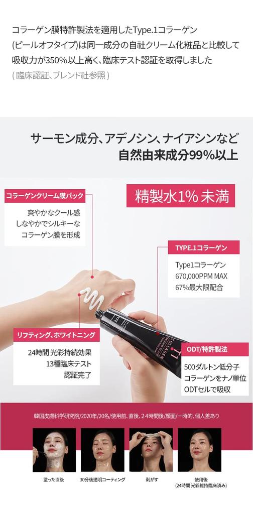 T1 Collagen Pack Premium Black 60g, Collagen, Glowing Skin, Apply and Peel Pack, Collagen Face Pack, Korean Cosmetics