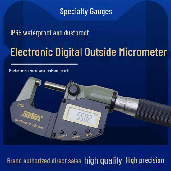 TEMA Waterproof Dustproof Digital Micrometer 0-25mm/0.001mm High Precision Industrial Grade. 0-25mm