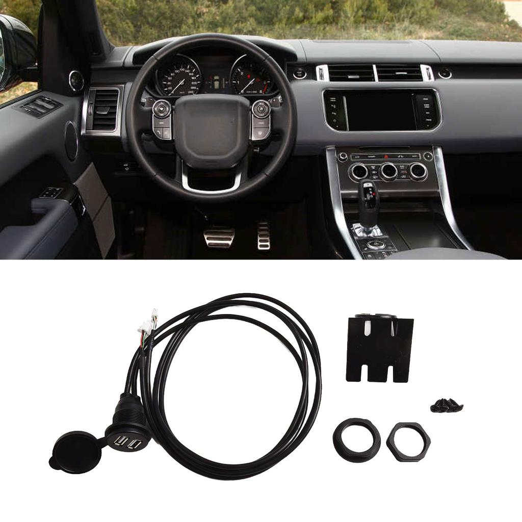 Car for Dash Mount Dual USB Port Panel Interface Extension 145cm Cable Adapter