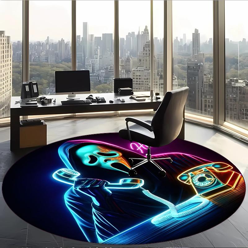 Ghostface (1) Tapis de Bureau Rond Tapis de Sol Décoratif pour Bureau Chambre Salon et Espace Maison
