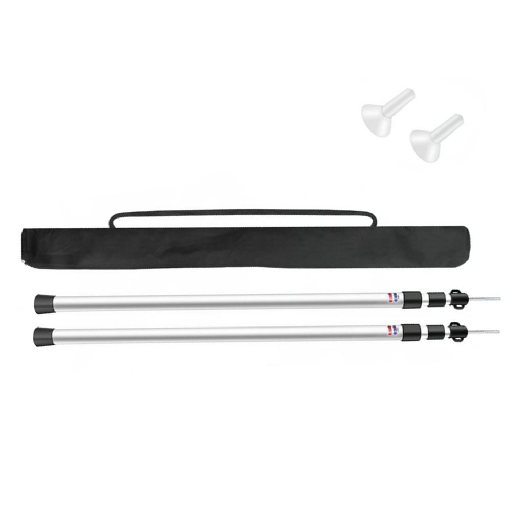 2× Tent Pole Telescopic Adjustable Tarp Poles for Camping Canopy Awning Shelter Aluminum Alloy High Wind Resistance, Flexible