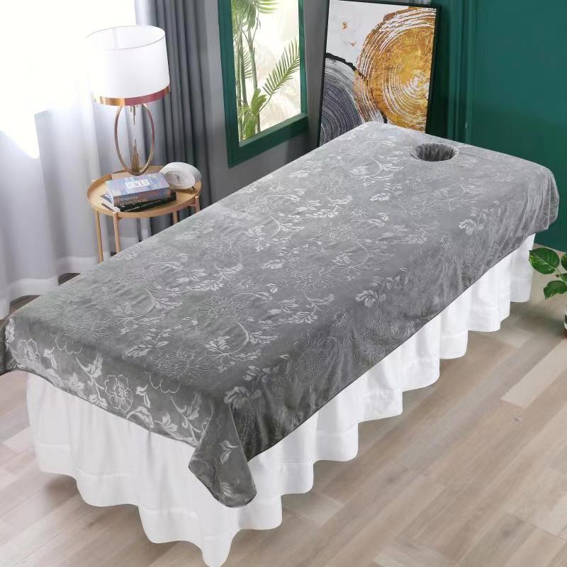 Soft Flannel Velvet Beauty Bedspread Beauty Bed Sheet SPA Massage Treatment Bed Table Cover Salon Bed Sheet With / Without Hole