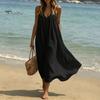 Soft Fabric Dress Women's Spaghetti Strap Beach Sundress, Summer Sleeveless V Comfortable Neck Cami Dress, Loose Flowy Vacation Long Versatile Holiday