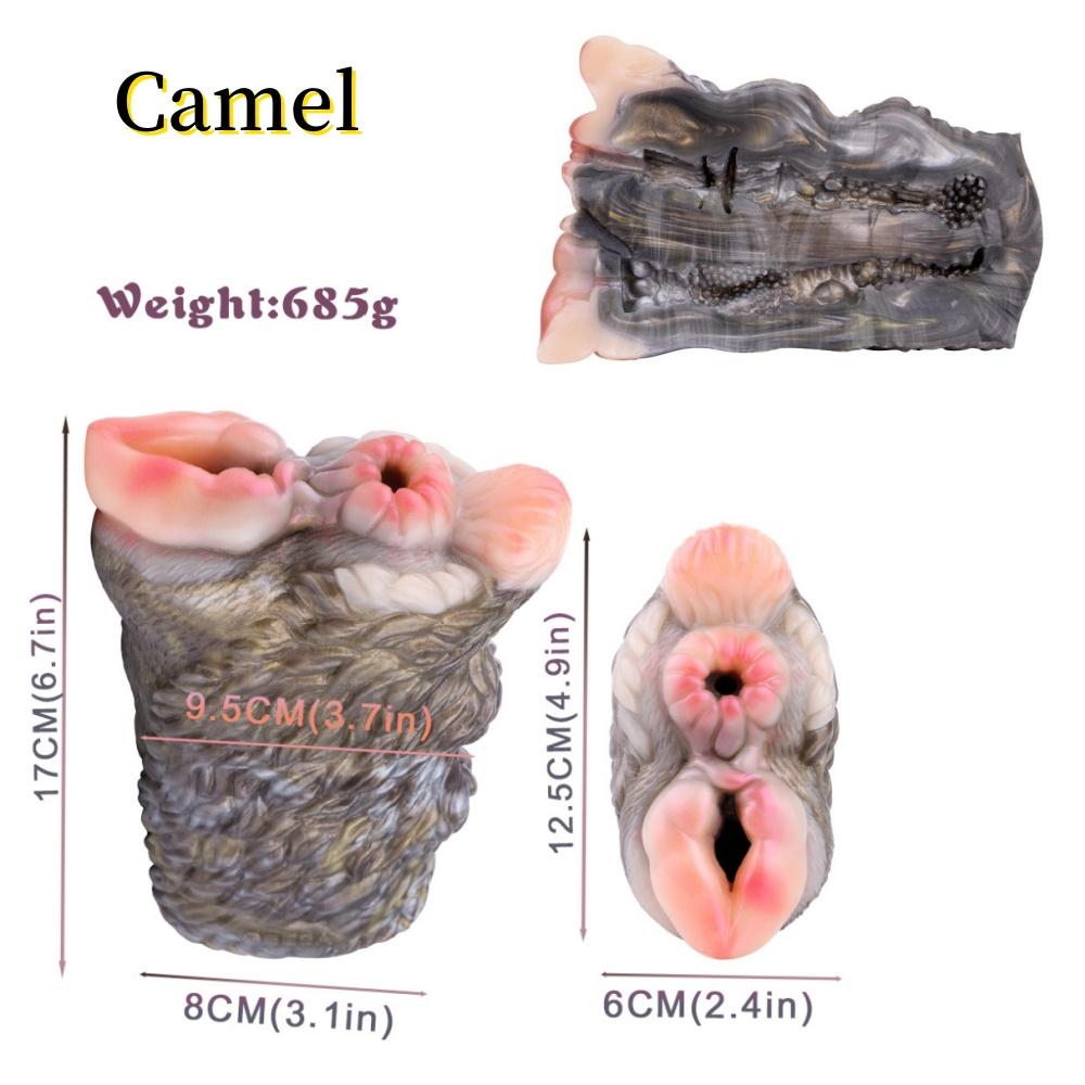 Plysj onani for menn Jet Cup Dual Channel Flytende Silikon Simulering Dyr Vagina Nyhetsstimulering Voksen Sexleketøy