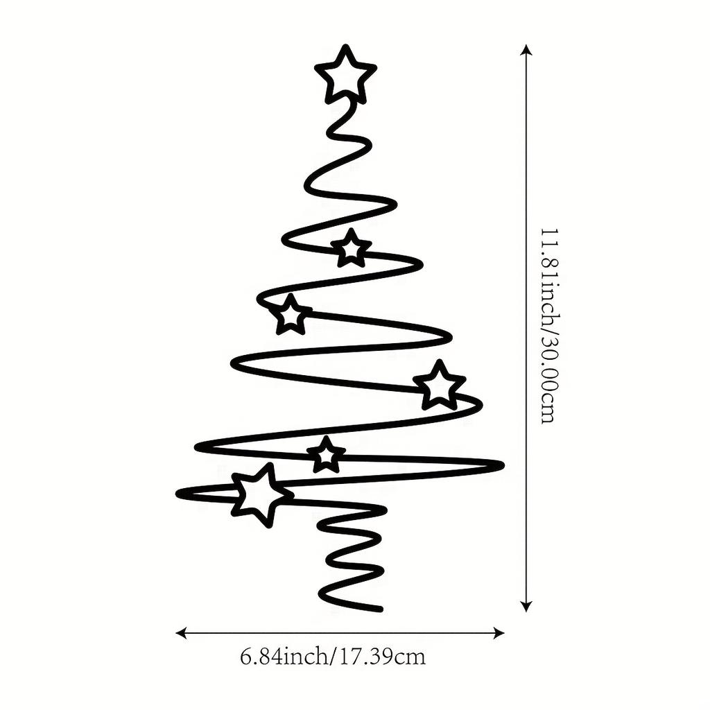 1/2pcs Elegant Black Metal Christmas Tree Wall Art with Star Ornaments - Non-Electric Holiday Decor for Indoor & Outdoor