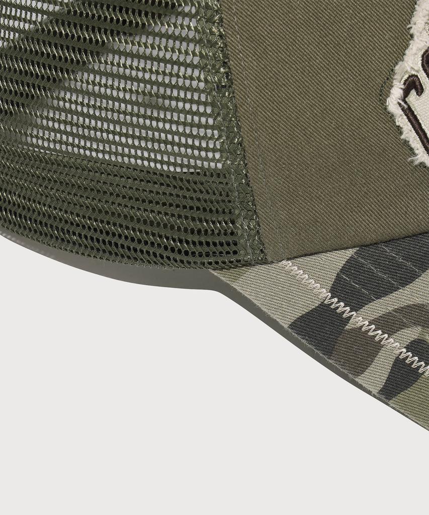 COVERNAT [Cozy Fit] Arch Logo Vintage Applique Trucker Cap Khaki