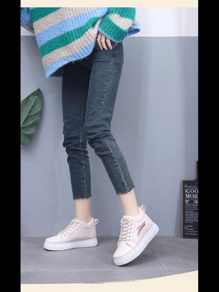 Pluszowe wysokie damskie zimowe buty bawełniane z grubą antypoślizgową podeszwą – koreański styl 2023