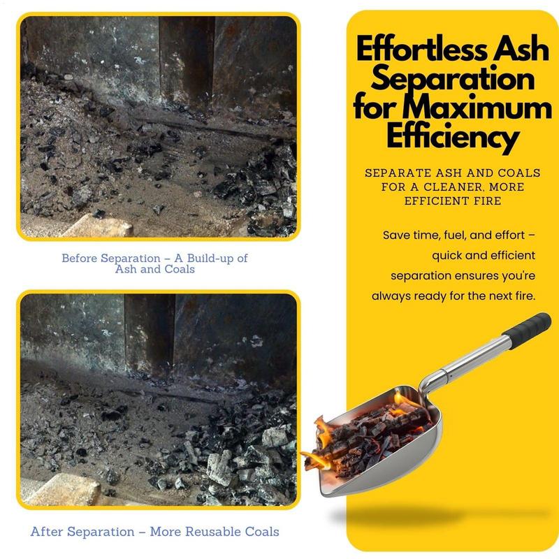 Metal Fireplace Ash Shovel Hollow Out Wood Stove Ash Sifter Iron Coal Shovel Fire Pit Tools for Fireplaces Outdoor BBQ Grills