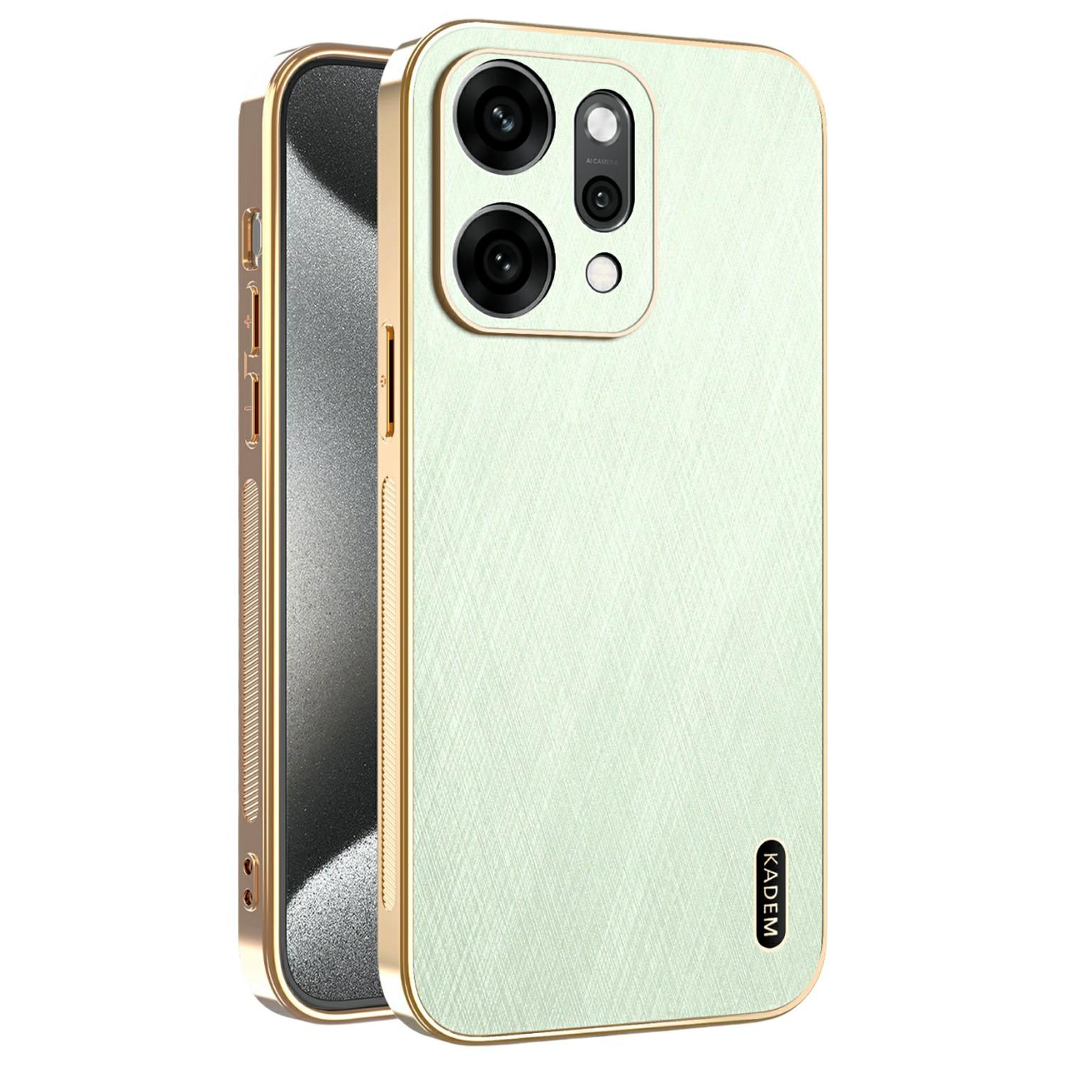 

KADEM For Oppo Reno14 5G (Global) Case Electroplating Silk Texture PU+TPU Phone Back Cover Green