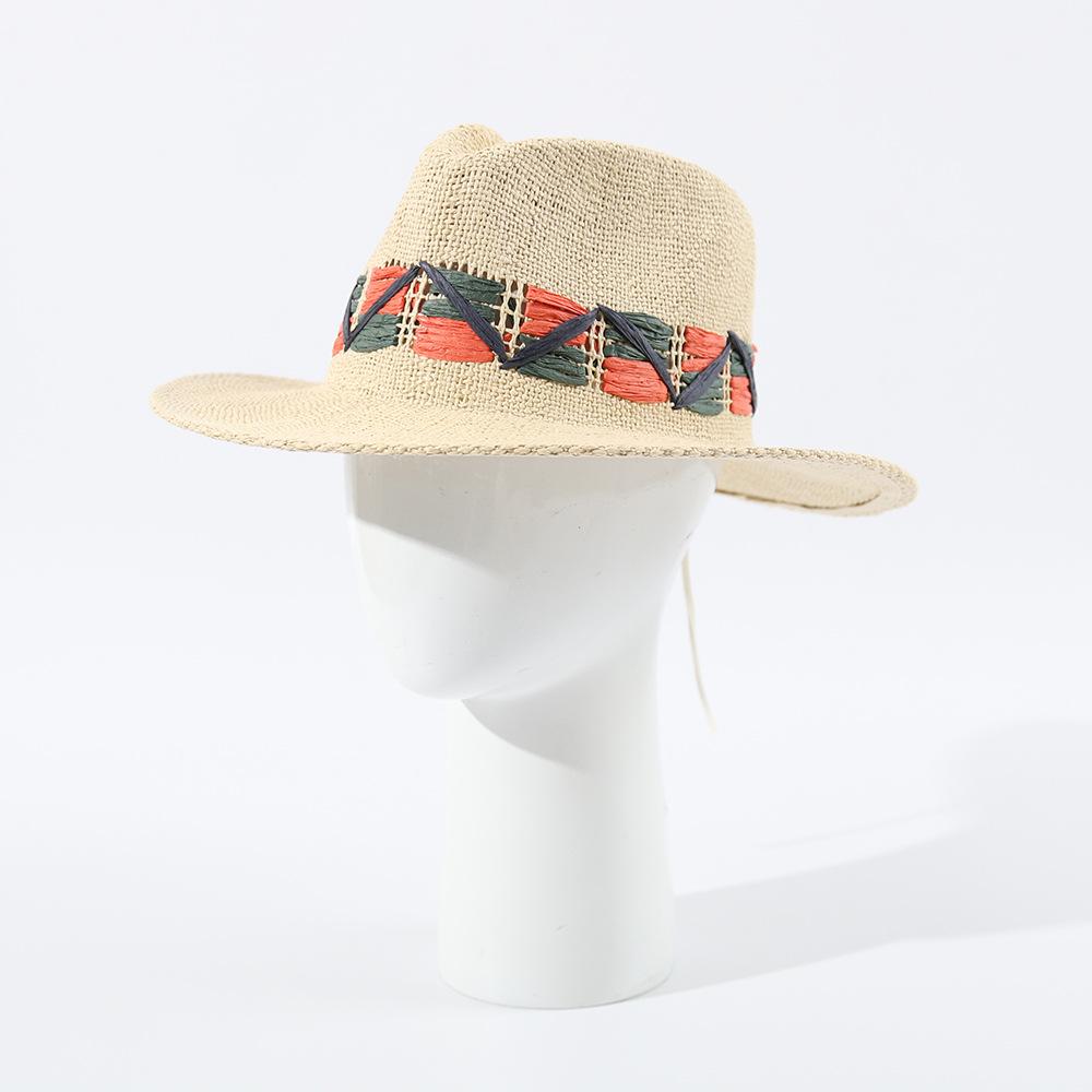 Spring Summer Fashion Striped Fedora for Women, Elegant Foldable Straw Sun Hat, Beach Vacation Accessory