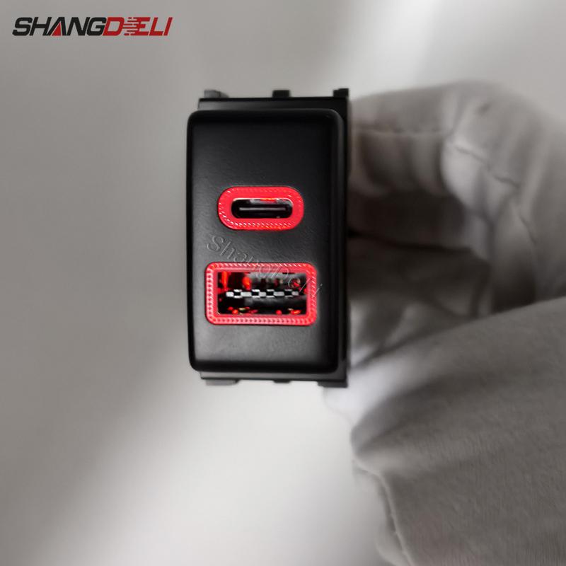 

Red LED Car Charger Fast Charger Type-C PD USB QC3.0 Socket Power Adapter Fit For Nissan Patrol Y62 X-TRAIL SUNNY SYLPHY Teana