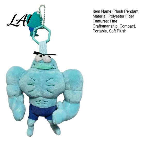 Exquisite Embroidered Plush Toy Funny Buff Muscle Fish Keychain Cartoon Stuffed Novelty Man Keyring Pendant Soft Bag Charm Key Ring Creative