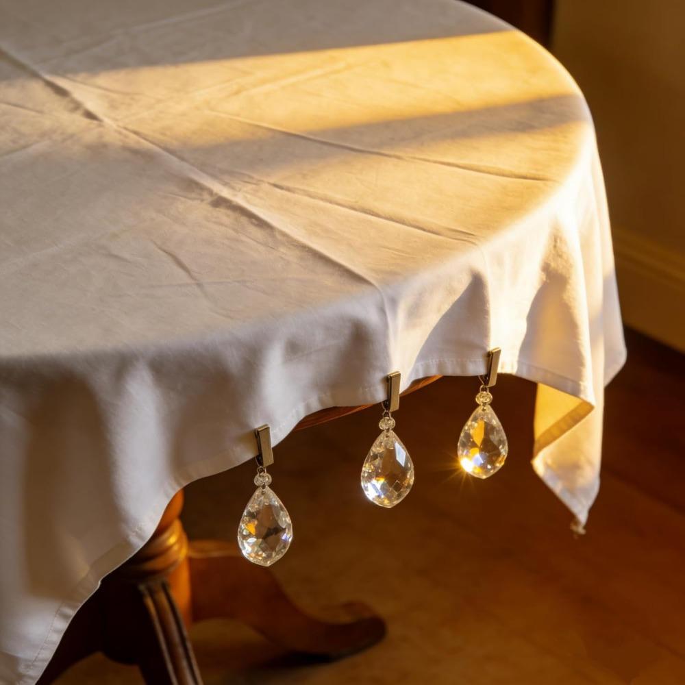 4PCS With Metal Clip Crystal Tablecloth Weights Windproof Tablecloth Clip Table Cover Holder  Party