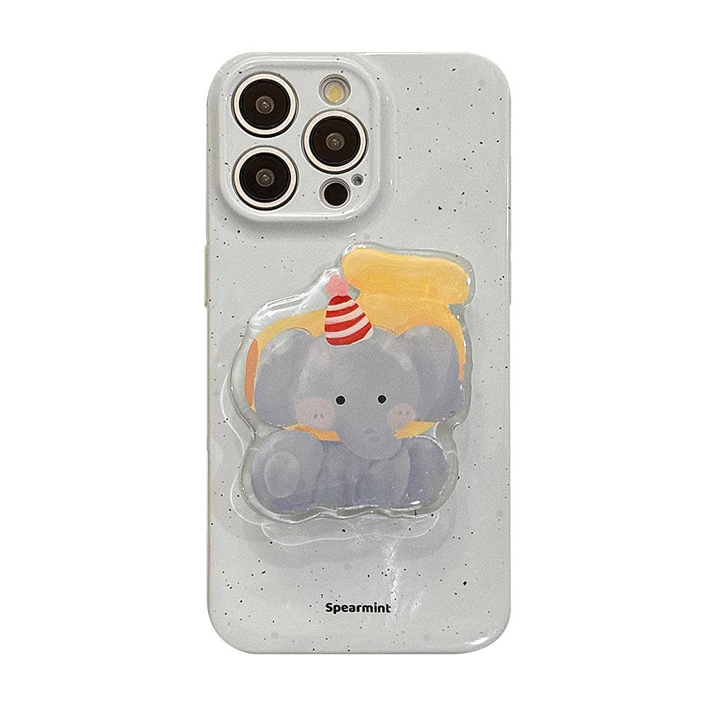 ins Korean baby elephant bracket is suitable for iphone15pro max mobile phone case Apple 16 film soft 13 all-inclusive 17.